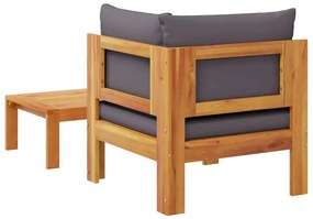 2 pcs conjunto de sofás de jardim c/ almofadões acácia maciça