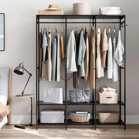 Guarda Roupa aberto com ganchos amovíveis 40 x 141 x 180 cm preto