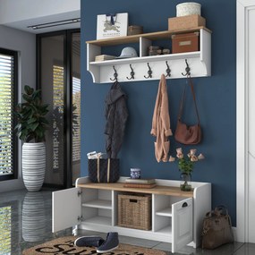 **** Hall Stand P2 – Branco Nogueira – 120x45x40 cm

**