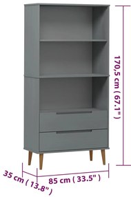 Estante MOLDE 85x35x170,5 cm pinho maciço cinzento