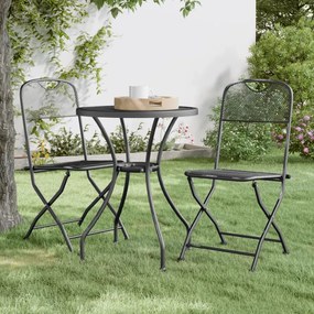 3084707 vidaXL 3 pcs conj. de jantar p/ jardim malha metal expandido antracite