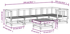 6 pcs conjunto lounge de jardim pinho maciço cinzento