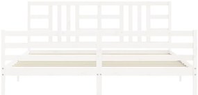 Estrutura de cama com cabeceira 200x200cm madeira maciça branco