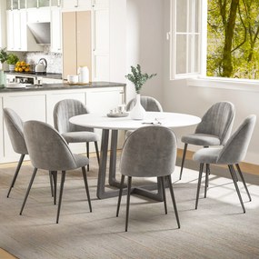 Conjunto de 8 Cadeiras de Sala de Jantar Modernas (MESA NÃO INCLUIDA) Cadeiras Estofadas em Veludo com Encosto Alto 50x52x83 cm Cinza