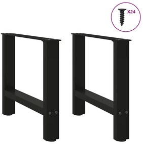 Pés para mesa de centro pretos 2 peças 50x(42-43) cm aço