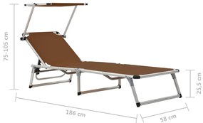 Espreguiçadeiras dobráveis 2 pcs alumínio/textilene castanho