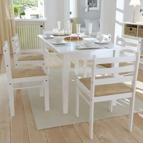 272092 vidaXL Cadeiras de jantar 6 pcs madeira maciça branco e veludo