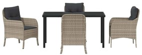 Conjunto de Jantar de Jardim com Almofadas Cinzento-claro Vime PE