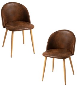 Pack 2 Cadeiras Vint Couro Sintético - Marrom Vintage