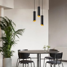 Candeeiro Chandelier Sivani – Preto e Amarelo – Diâmetro 35 cm, Altura