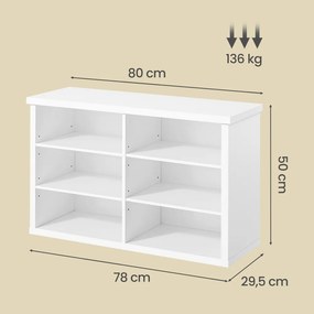 Sapateira com 6 compartimentos 29,5 x 80 x 50 cm Branca