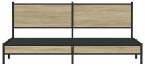 Estrutura de cama sem colchão 193x203cm metal carvalho sonoma
