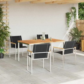 Conjunto de Jantar de Jardim com 5 Peças em Madeira Sólida de Acácia e