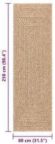 Tapete ZIZUR 80x250 cm aspeto de juta interior e exterior