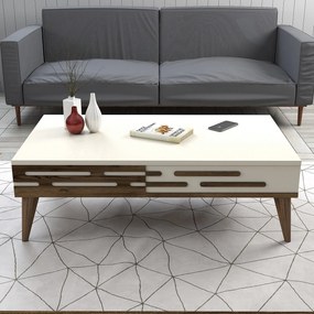 Mesa de Centro Valensiya – Nogueira e Creme – 105x60x34,6 cm