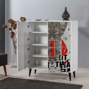 Armário Multiusos Multilux – Branco, Preto, Vermelho, Cinzento – 95x11