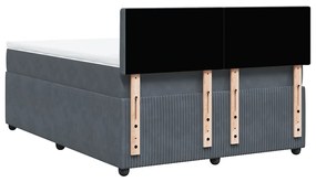 Cama com molas/colchão 160x200 cm veludo cinzento-escuro