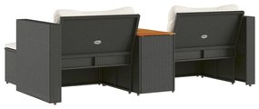 5 pcs conjunto sofás de jardim com almofadões acácia e vime PE