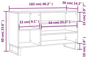 Sapateira Bilbau - Com 5 Prateleiras - Cor Castanho - 102x36x60 cm - D