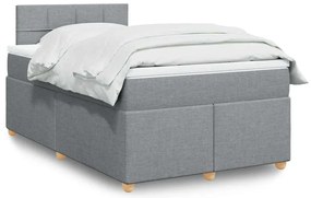 Cama boxspring com colchão 120x190 cm tecido cinzento-claro