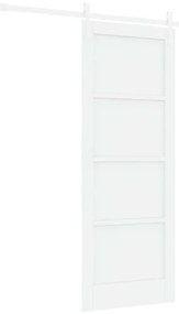 Porta Deslizante com Kit de Componentes Branca 78x202 cm Madeira Sólid