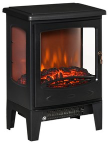 Lareira Elétrica 900W/1800W com Temperatura Ajustável e Proteção Sobreaquecimento para 20-25 ㎡ 39x26x54,8 cm Preto