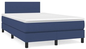 vidaXL Cama box spring c/ colchão e LED 120x190 cm tecido azul