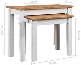 Mesas de encastrar 2 pcs madeira de pinho maciça Panama branco