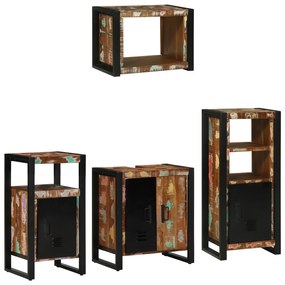 vidaXL Conjunto de Móveis para Banheiro com prateleira com armazenamento com porta 4 pcs