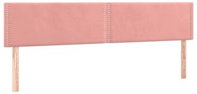 Cabeceira de cama c/ luzes LED veludo 200x5x78/88 cm rosa