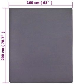Lençóis ajustáveis 2 pcs 160x200 cm algodão jersey antracite
