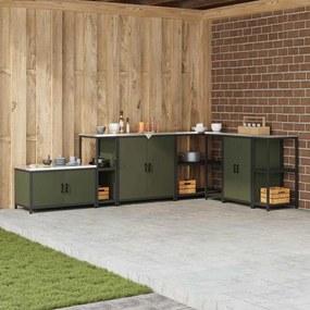 vidaXL Prateleira de Armazenamento de Cozinha Verde Azeitona Aço