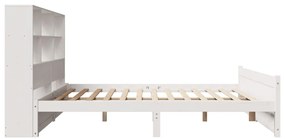 Cama com estante sem colchão 140x200 cm pinho maciço branco