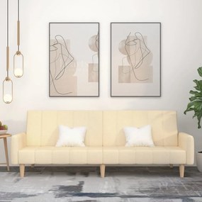 vidaXL Sofá-cama de 2 lugares tecido cor creme