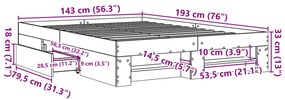 Estrutura de cama 140x190 cm derivados de madeira cinza cimento