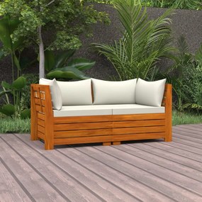 vidaXL Sofá de jardim 2 lugares c/ almofadões madeira de acácia maciça