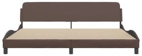 Estrutura cama c/ cabeceira 200x200cm couro artificial castanho