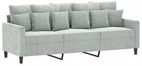2 pcs conjunto de sofás com almofadões veludo cinzento-claro