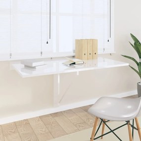 vidaXL Mesa de parede dobrável derivados de madeira branco brilhante