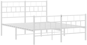 Estrutura de cama com cabeceira e pés 140x200 cm metal branco