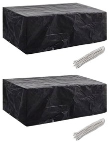 279125 vidaXL Capas para mobiliário de jardim 2 pcs 8 ilhós 200x160x70 cm