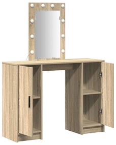 Mesa de Maquiagem com Luzes LED em Carvalho Sonoma, 102x33x135 cm