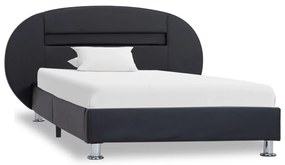 Estrutura de cama c/ LEDs 90x200 cm couro artificial preto