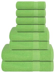 vidaXL 8pcs Conjunto toalhas banho 360 gsm 100% algodão verde maça