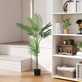 Planta artificial de interior com 150 cm, palmeira artificial com vaso de plástico e acabamento flocado, verde