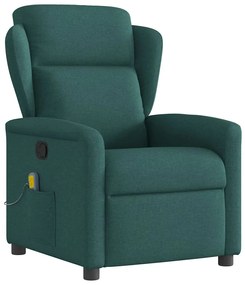 vidaXL Poltrona de massagens reclinável tecido verde-escuro