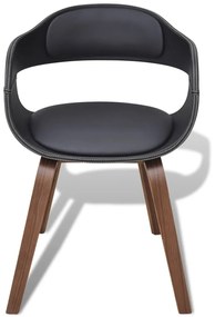 Cadeiras jantar 2 pcs madeira curvada e couro artificial preto