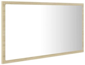 Espelho casa banho c/ LED 80x8,5x37 cm acrílico carvalho sonoma
