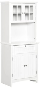 HOMCOM Armário de Cozinha Armário Auxiliar para Microondas com 2 Armários e Gaveta 68.6x40x164 cm Branco