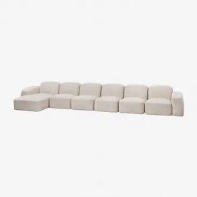 Sofá Modular Bastian De 6 Peças Com Chaise Longue À Esquerda Chenille Grossa Branca - Sklum